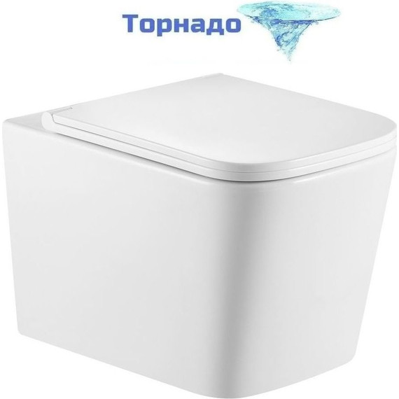 Унитаз подвесной безободковый Тритон Verso 3032 с крышкой микролифт (система смыва торнадо) - фото 