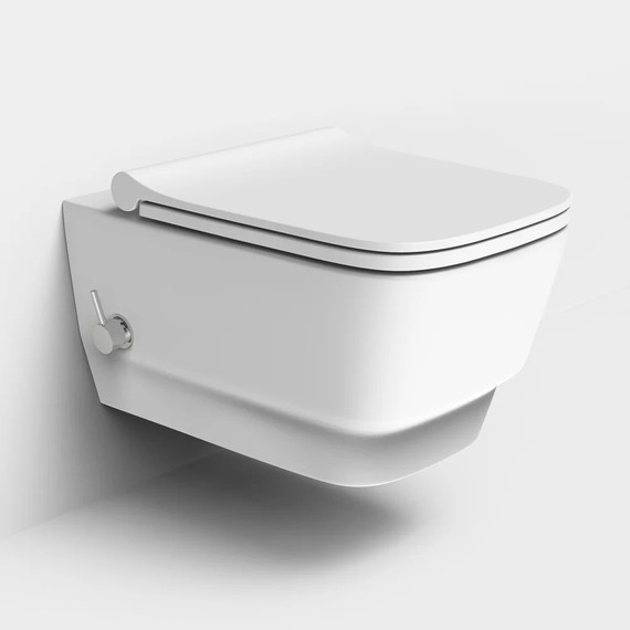 Унитаз-биде подвесной безободковый Boheme Bello 971-2-MW с тонкой крышкой микролифт, белый матовый - фото 2