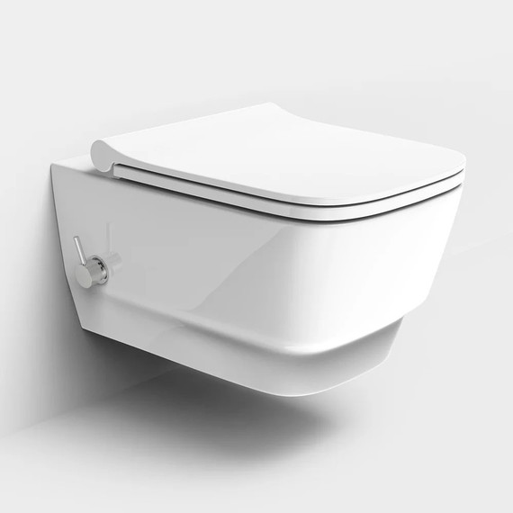 Унитаз-биде подвесной безободковый Boheme Bello 971-2-W с тонкой крышкой микролифт, белый глянцевый - фото 2