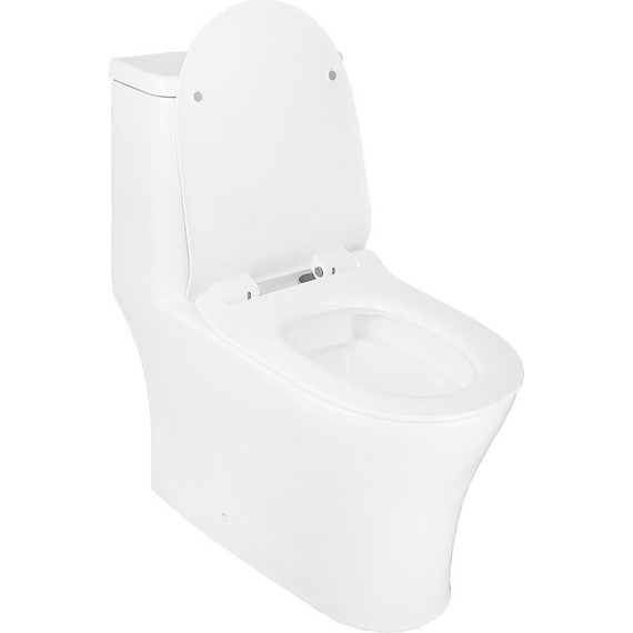 Унитаз-моноблок безободковый Azario Safi AZ-0852 с тонкой крышкой микролифт - фото 2