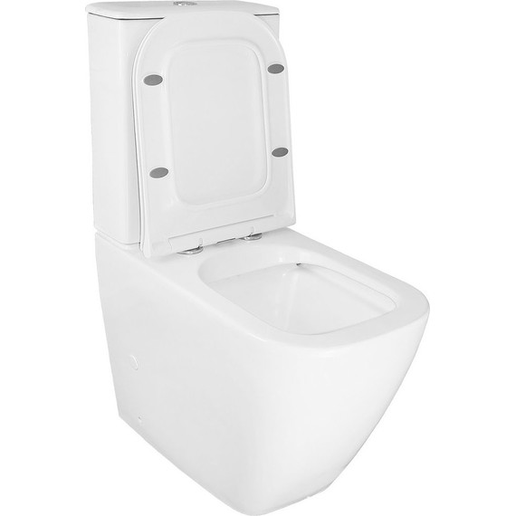 Унитаз-компакт безободковый Azario Mirada S AZ-1288A с тонкой крышкой микролифт, Цвет производителя: белый - фото 3