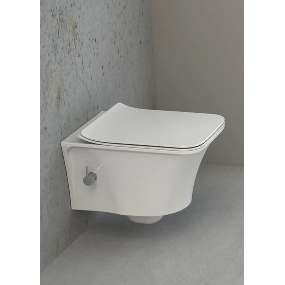 Унитаз-биде подвесной безободковый Boheme Mirage с тонкой крышкой микролифт, белый глянцевый - фото 2