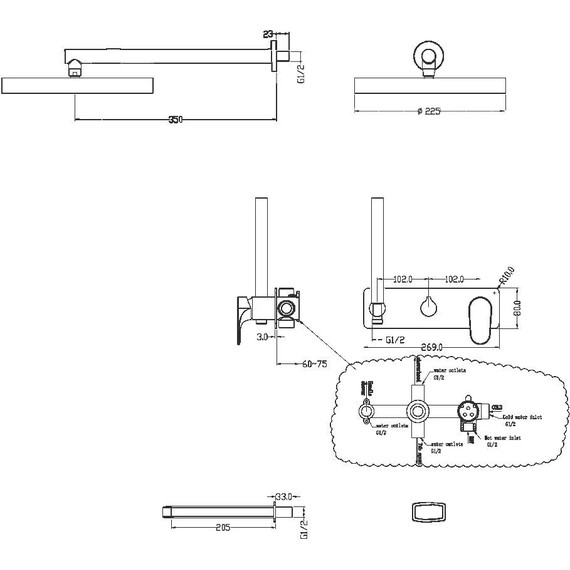 Душевая система для ванны Boheme Spectre 454-2-GM (со скрытой частью) gun metal, Цвет производителя: gun metal - фото 2
