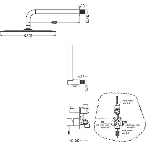 Душевая система для душа Boheme Uno 464-WG (со скрытой частью) white gold, Цвет производителя: white gold - фото 2