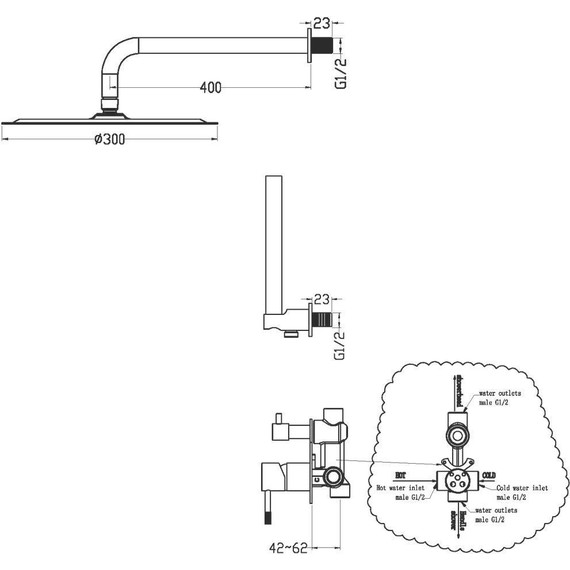 Душевая система для душа Boheme Uno 464-MG (со скрытой частью) matt gold, Цвет производителя: matt gold - фото 2