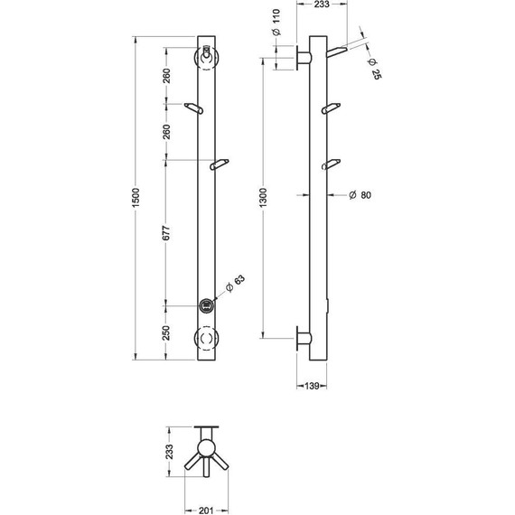 Полотенцесушитель электрический Boheme Uno П1 1300x200 мм 724-SGM, shine gun metal, Цвет производителя: shine gun metal - фото 3