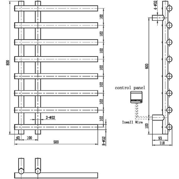 Полотенцесушитель электрический Boheme Venturo П8 100x800 мм 722-MW, белый, Цвет производителя: белый - фото 2