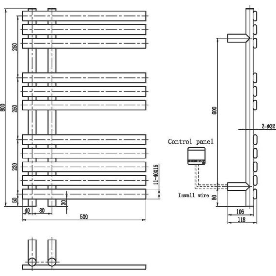 Полотенцесушитель электрический Boheme Venturo П11 80x800 мм 723-GM, gun metal, Цвет производителя: gun metal - фото 2