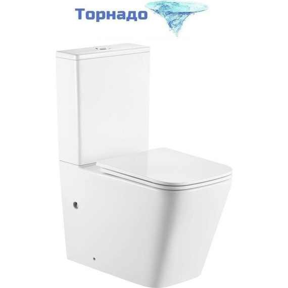 Унитаз-компакт безободковый Тритон Corso CO-3006 с тонкой крышкой микролифт (система смыва торнадо) - фото 