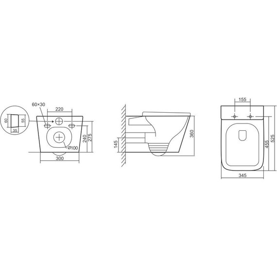 Унитаз подвесной безободковый Тритон Verso 3032 с крышкой микролифт (система смыва торнадо) - фото 13
