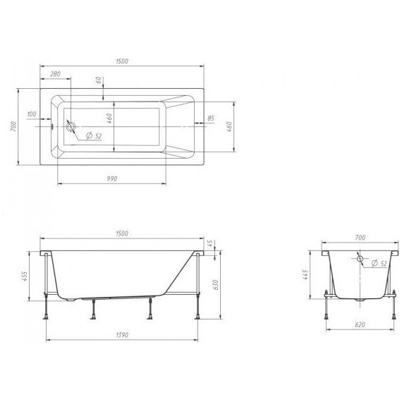 Ванна акриловая Roca Leon 150х70 см 7.2486.5.900.0, Размер - мм: 1500х700 - фото 9