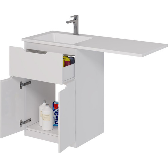 Тумба напольная с раковиной-столешницей Dreja Vega 120 см L 99.0450, белый глянцевый - фото 6