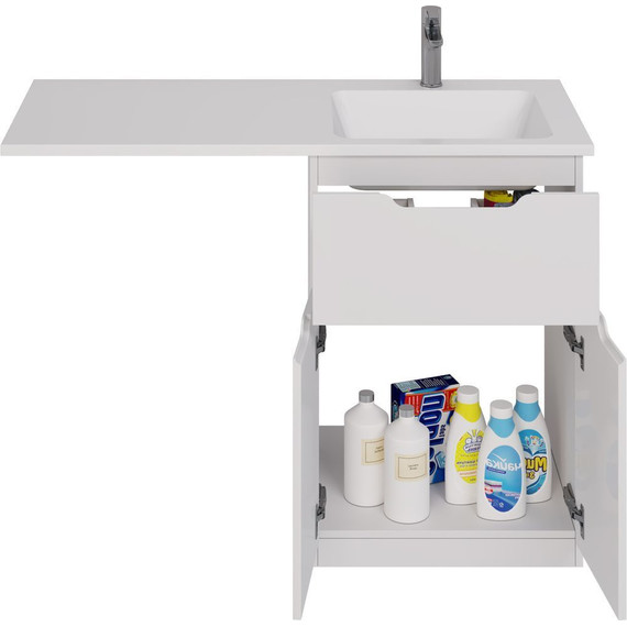 Тумба напольная с раковиной-столешницей Dreja Vega 120 см R 99.0450, белый глянцевый - фото 5