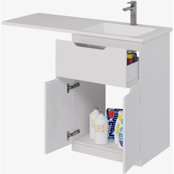 Тумба напольная с раковиной-столешницей Dreja Vega 120 см R 99.0450, белый глянцевый - фото 6