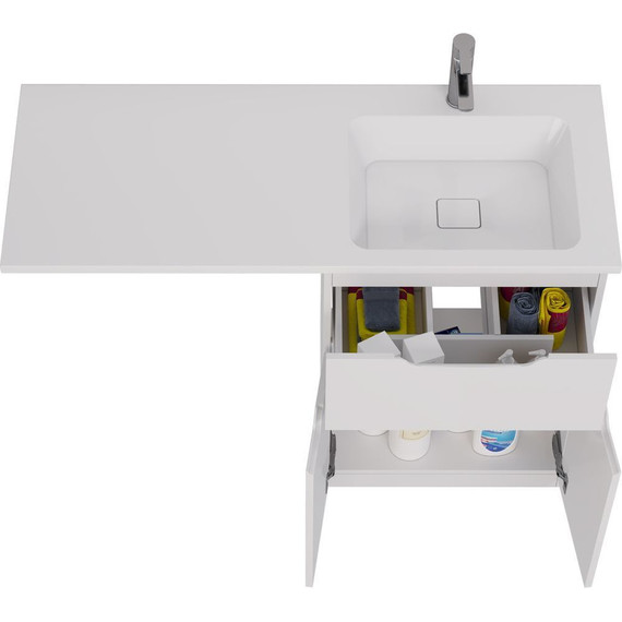 Тумба напольная с раковиной-столешницей Dreja Vega 120 см R 99.0450, белый глянцевый - фото 7
