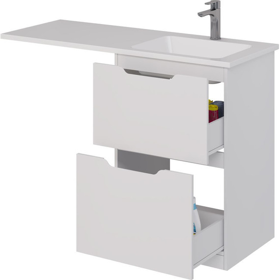 Тумба напольная с раковиной-столешницей Dreja Bona 120 см R 99.0451, белый глянцевый - фото 5