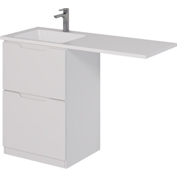 Тумба напольная с раковиной-столешницей Dreja Bona 120 см L 99.0451, белый глянцевый - фото 3