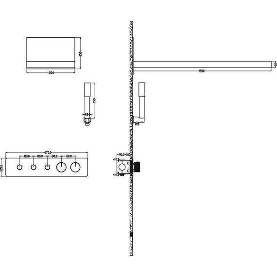 Душевая система для душа с термостатом Boheme Fusion 131-B (со скрытой частью) чёрный матовый, Цвет производителя: чёрный матовый - фото 2