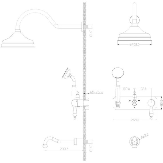 Душевая система для душа Boheme Tradizionale 288 (со скрытой частью) золото - фото 2