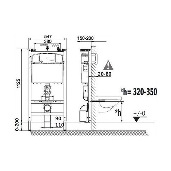 Инсталляция с подвесным унитазом комплект: Laufen Pro rimless ZRU9307615 с подвесным безободковым унитазом, сиденье микролифт, кнопка смыва хром - фото 7