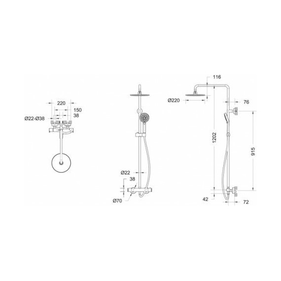 Душевая стойка с термостатом BRAVAT WATERFALL F939114C-A2-RUS - фото, картинка 3 Душевая стойка с термостатом BRAVAT WATERFALL F939114C-A2-RUS - фото 3