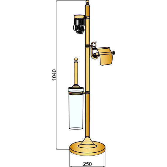 Стойка с держателем и ёршиком Boheme Medici 10613, бронза - фото 2