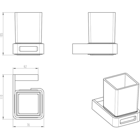 Стакан для зубных щеток Boheme Q 10944-G-B, black gold, Цвет производителя: black gold - фото 2