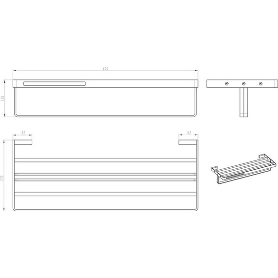 Полка для полотенец Boheme Q 10947-G, gold, Цвет производителя: gold - фото 2
