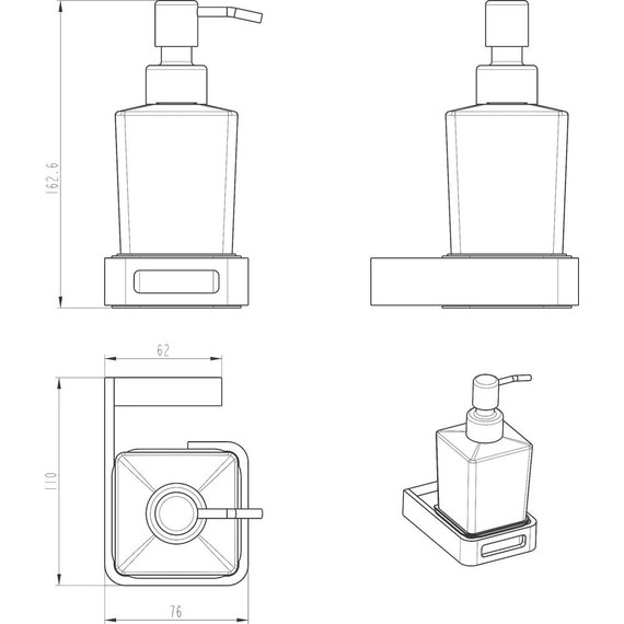 Дозатор для жидкого мыла Boheme Q 10957-G-B, чёрный/золото, Цвет производителя: чёрный, золото - фото 2