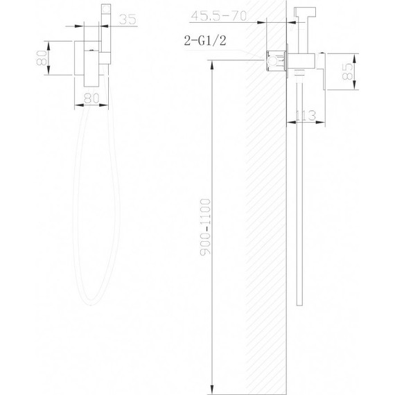Набор для гигиенического душа Abber Daheim AF8226G, золото матовое - фото 4