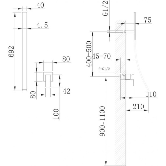 Смеситель для раковины настенный Abber Daheim AF8209 (со скрытой частью) - фото 3