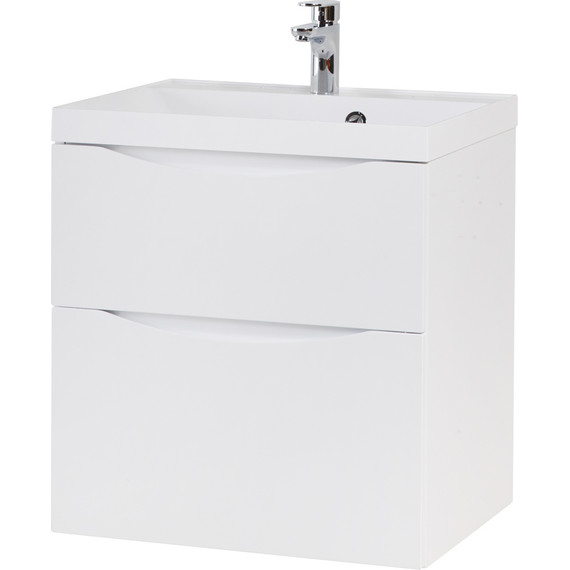 Тумба подвесная с раковиной BelBagno MARINO-H60-600-2C-SO-BL-P 60 см, Bianco Lucido - фото 2