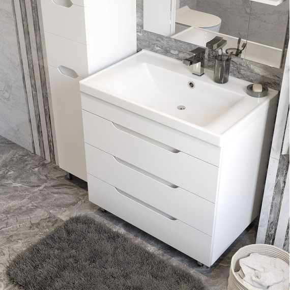 Тумба напольная с раковиной Mirsant Soho Quadro 100/2 см с доводчиком, белый - фото, картинка 6 Тумба напольная с раковиной Mirsant Soho Quadro 100/2 см с доводчиком, белый - фото 6