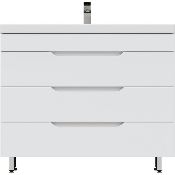 Тумба напольная с раковиной Mirsant Soho Quadro 100 см, белый - фото, картинка 3 Тумба напольная с раковиной Mirsant Soho Quadro 100 см, белый - фото 3