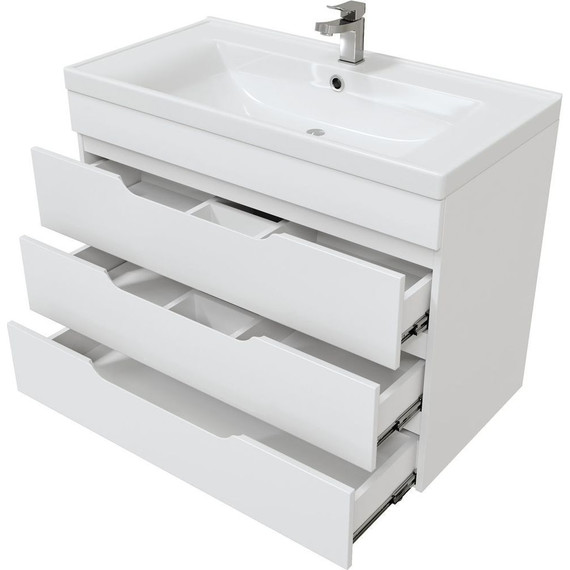 Тумба напольная с раковиной Mirsant Soho Quadro 100 см, белый - фото, картинка 4 Тумба напольная с раковиной Mirsant Soho Quadro 100 см, белый - фото 4