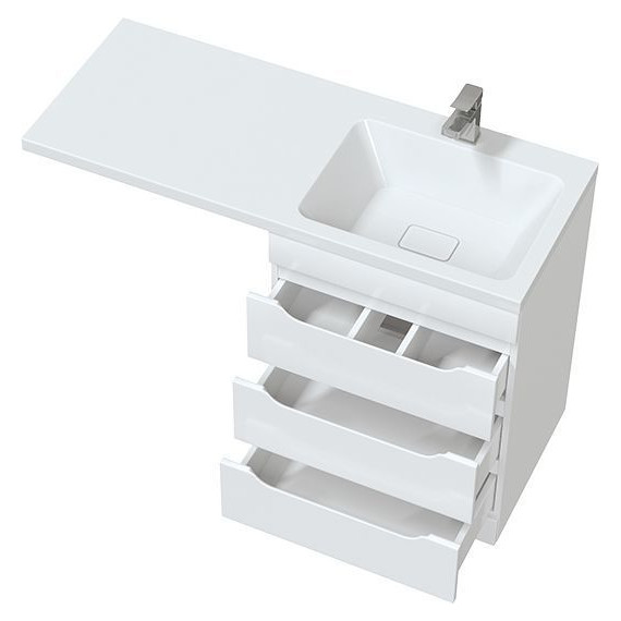 Тумба напольная с раковиной Mirsant Soho quadro 120 см R (раковина Fly2), белый - фото 2