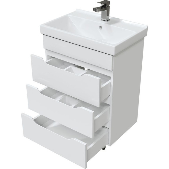 Тумба напольная с раковиной Mirsant Soho quadro 60 см, белый - фото, картинка 4 Тумба напольная с раковиной Mirsant Soho quadro 60 см, белый - фото 4