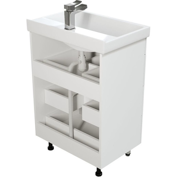 Тумба напольная с раковиной Mirsant Soho quadro 60 см, белый - фото, картинка 5 Тумба напольная с раковиной Mirsant Soho quadro 60 см, белый - фото 5