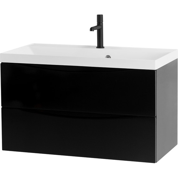 Тумба подвесная с раковиной BelBagno MARINO-800-2C-SO-NL-P 80 см, Nero Lucido - фото 2