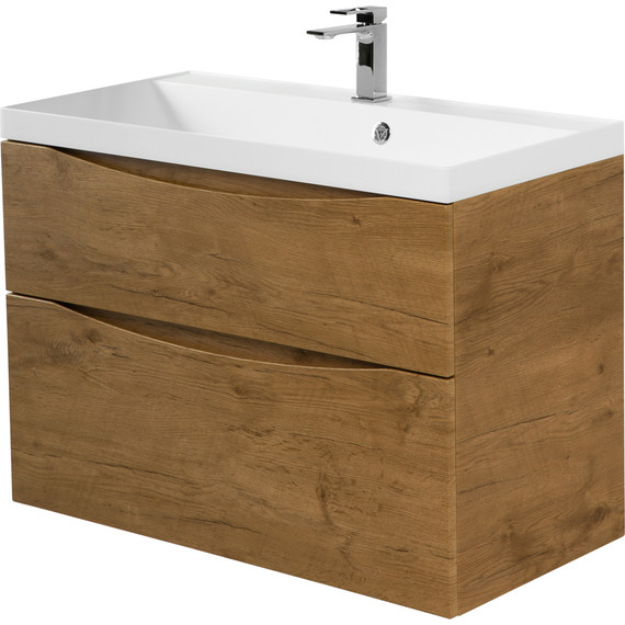 Тумба подвесная с раковиной BelBagno MARINO-H60-900-2C-SO-RN-P 90 см, Rovere Nature - фото 2