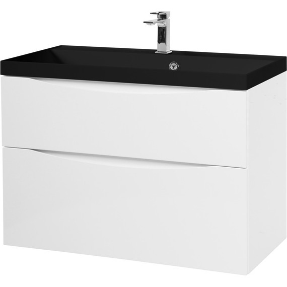 Тумба подвесная с раковиной BelBagno MARINO-H60-800-2C-SO-BL-P 80 см, Bianco Lucido (раковина BB800/450-LV-ART-AST-NERO) - фото 2
