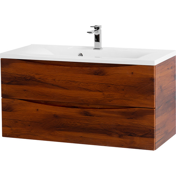 Тумба подвесная с раковиной BelBagno MARINO-1000-2C-SO-RC-P 100 см, Rovere Ciliegio - фото 2