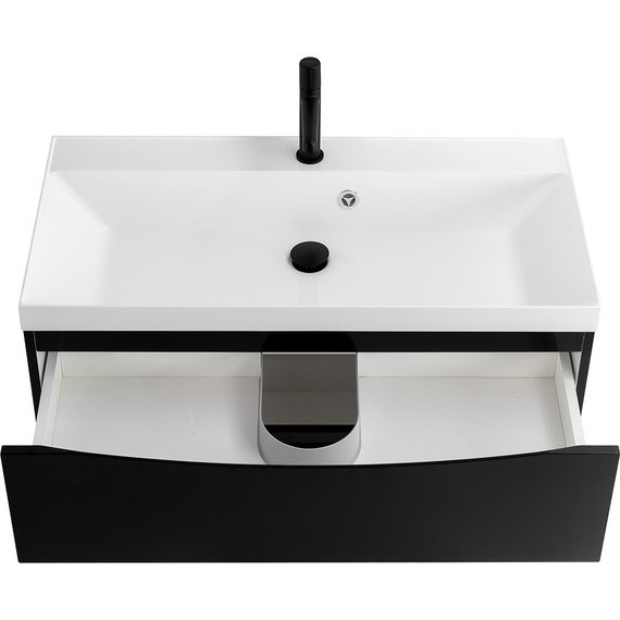 Тумба подвесная с раковиной BelBagno MARINO-900-2C-SO-NL-P 90 см, Nero Lucido - фото 8