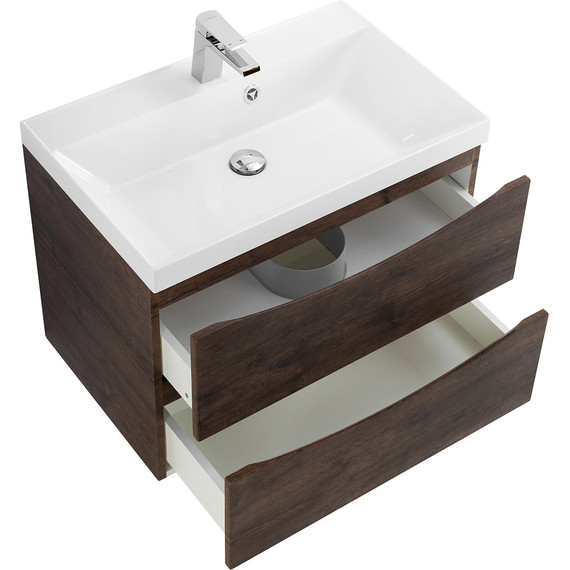 Тумба подвесная с раковиной BelBagno MARINO-700-2C-SO-RW-P 70 см, Rovere Moro - фото 5