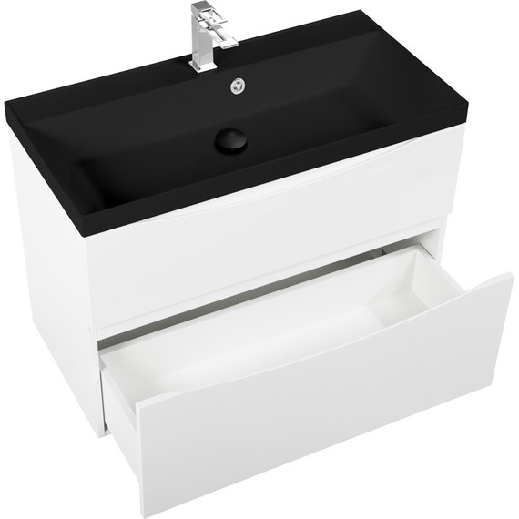 Тумба подвесная с раковиной BelBagno MARINO-H60-900-2C-SO-BL-P 90 см, Bianco Lucido (раковина BB900/450-LV-ART-AST-NERO) - фото 3