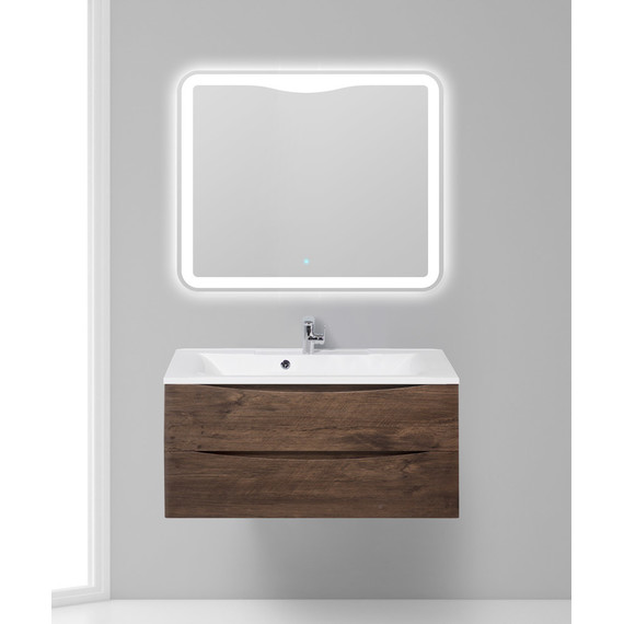 Тумба подвесная с раковиной BelBagno MARINO-1000-2C-SO-RW-P 100 см, Rovere Moro - фото 9