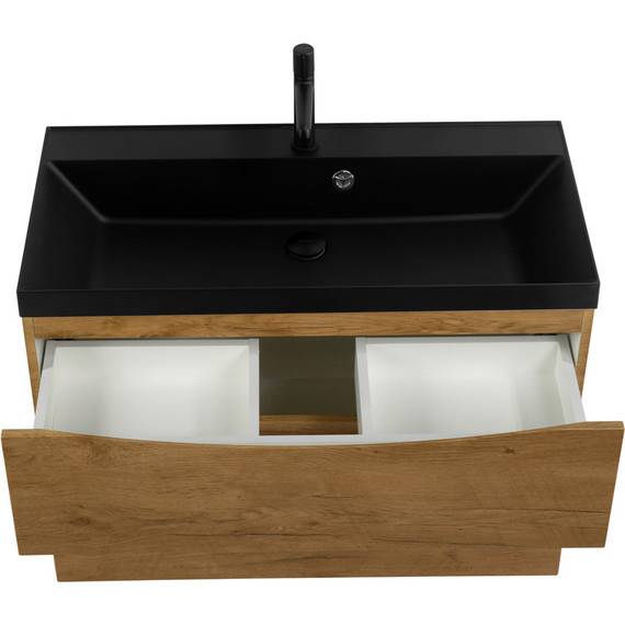 Тумба подвесная с раковиной BelBagno MARINO-H60-800-2C-SO-RN-P 80 см, Rovere Nature (раковина BB800/450-LV-ART-AST-NERO) - фото 4