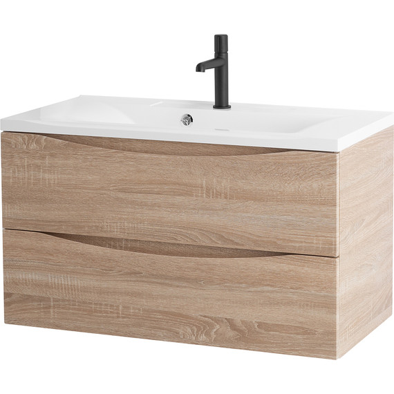 Тумба подвесная с раковиной BelBagno MARINO-1000-2C-SO-WO-P 100 см, Rovere Bianco - фото 2