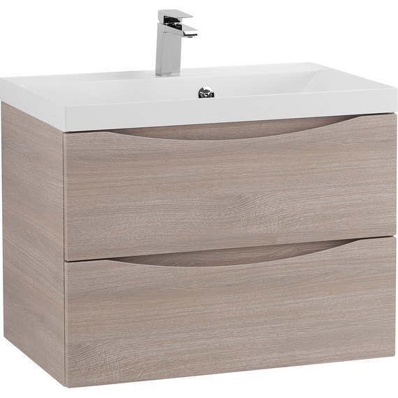 Тумба подвесная с раковиной BelBagno MARINO-700-2C-SO-RG-P 70 см, Rovere Grigio - фото 2