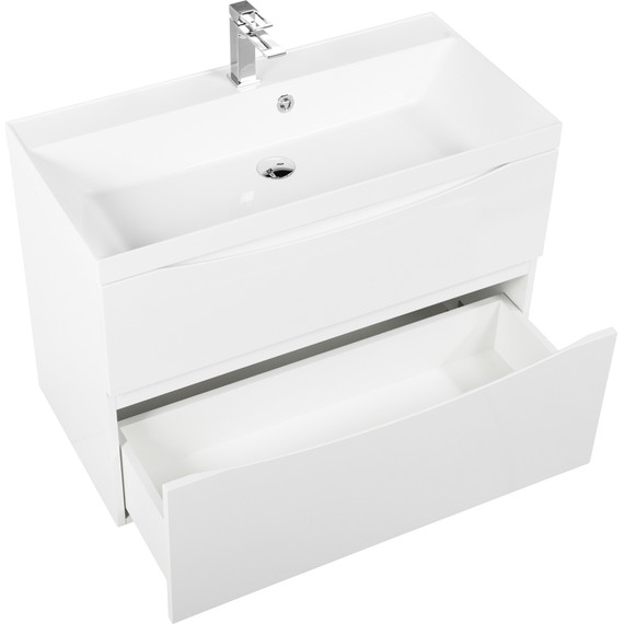 Тумба подвесная с раковиной BelBagno MARINO-H60-900-2C-SO-BL-P 90 см, Bianco Lucido - фото 4
